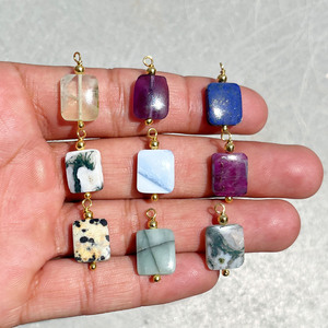 Rectangle Dyed <b>Emerald</b> <b>Pendant</b> | 10mm Gemstone Charm | Artisan Jewelry Supply - Product Image 3