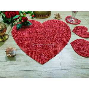 Salvamantel de Cuentas de Cristal Rojo con Diseño de Manzana, Hecho a Mano, para Mesa, Decoración de Mesa con Forma de Fruta - Product Image 6