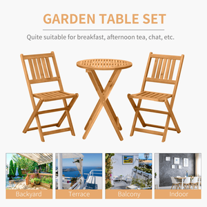 Set Bistrot da Esterno in Legno di Acacia, Mobili da Giardino in Materiale PE, Arredamento Versatile per Esterni - Product Image 4
