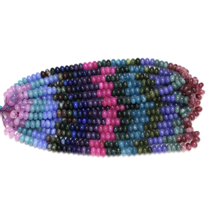 Perles de quartz multicolores bleues, forme ronde, 7-8 mm, perles de pierres précieuses de quartz multicolores lisses, pour la création de bijoux. - Product Image 3