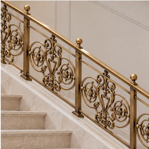 Barandilla de Bronce con Medallones para Hoteles de Lujo, Villas, Escaleras Grandes e Interiores Metálicos Decorativos - Product Image 2