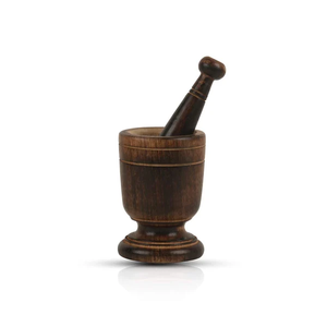 Mortero y pilón de madera para ajo, preparación de hierbas y medicina herbaria ayurvédica - Product Image 5