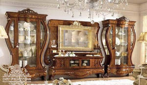 Meuble TV sculpté à la main de style français avec armoires, aspect luxueux, meuble TV avec vitrines pour salon, style moderne, meubles TV USA - Product Image 6