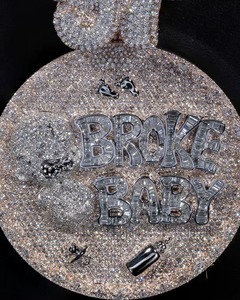 Broke Baby Themed Moissanite <b>Pendant</b> 925 <b>Silver</b> Hip Hop Iced Out Necklace Men's Letter Design <b>Pendant</b> <b>Initial</b> Letter <b>Pendant</b> - Product Image 3