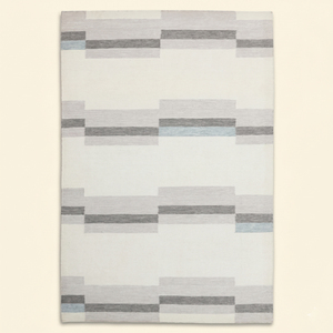 Tapis en laine tufté à la main gris ivoire Cloudline Blocks, moderne, abstrait, linéaire, antidérapant, écologique, pour salon, hôtel - Product Image 2