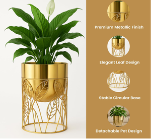 Pots en métal pour plantes d'intérieur avec support, jardinières décoratives pour la décoration de la maison, pots à fleurs modernes pour le salon, la pelouse et le jardin - Product Image 2