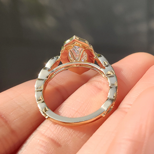 แหวนทองคำประดับเพชรทรงมาร์คีส์แบบวินเทจ ฝังแบบมิลเกรน เพชรเพาะเลี้ยงสำหรับงานหมั้น ขายส่ง ผู้ผลิตทองคำตามสั่ง - Product Image 6