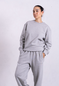 Ensemble sweat-shirt et pantalon gris en coton pour femme, col rond, manches longues, coupe ample, décontracté, pour toutes les saisons - Product Image 2