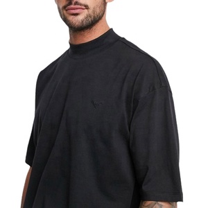 T-shirt unisexe streetwear grande taille 100% coton tricoté avec logo personnalisable sur le devant, style vintage et coupe oversize - Product Image 4