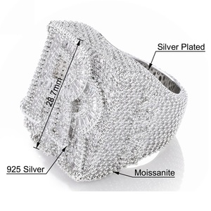 Mens R <b>Initial</b> Moissanite <b>Ring</b> 925 Silver Square Signet <b>Ring</b> Iced Letter R Statement <b>Ring</b> Luxury Personalized Gift for Him - Product Image 6
