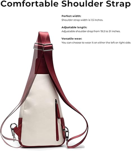 Red & White Leather <b>Sling</b> Bag for Women Large Capacity Crossbody Chest Bag with Quick Access Pockets Wholesale Supplier - Product Image 5