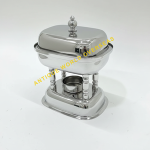 Support de chauffe-plat rectangulaire de luxe en acier inoxydable noir poli, antiadhésif et durable, avec couvercle, pour buffet, design arabe - Product Image 5