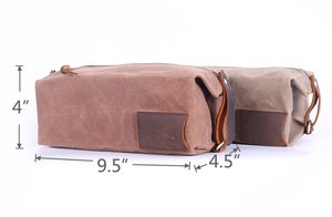 Sac de toilette de voyage pour homme en cuir marron avec logo personnalisé. - Product Image 5