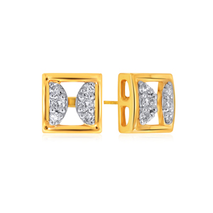 Pendientes de Diamantes con Marco Cuadrado Elegante y Brillante, Oro Amarillo de 18K, Diseño de Joyería Fina Contemporánea - Product Image 2