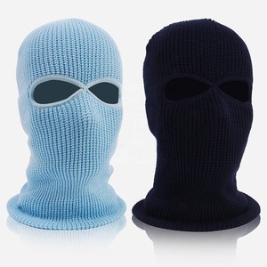 Masque d'extérieur unisexe pour adultes, 56-58 cm, balaclava en tricot bleu foncé à carreaux avec broderie 3D - Product Image 5