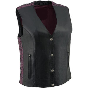 VIBE SEWN 2025 Most Selling Custom Design Women Gothic <b>Biker</b> Genuine <b>Leather</b> Motorcycle <b>Vest</b> Double Breasted Side Stretch Panel - Product Image 2