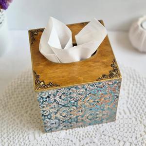 Boîte à mouchoirs rectangulaire en bois imprimé, boîte à mouchoirs classique en bois imprimé pour l'organisation de la maison, boîte de rangement en gros - Product Image 5