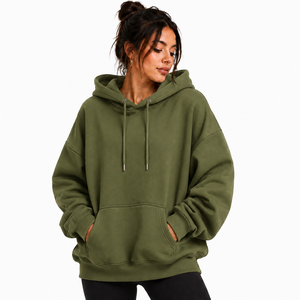 Nouveauté : Pulls streetwear pour femmes, sweat-shirts à capuche oversize tendance à manches longues avec impression personnalisée en couleur unie - Product Image 1