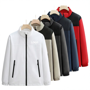 Men's Color Blocking <b>Jacket</b> Stand Collar Zipper Windproof Polyester Autumn Casual <b>Fleece</b> <b>Lining</b> Front Logo - Product Image 4