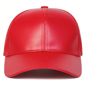Casquettes de sport ajustables classiques en cuir PU rouge élégantes, résistantes à l'eau et durables, vente en gros 2026 - Product Image 1