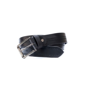 Cinturón de Cuero Negro Cosido de Primera Calidad para Hombre, Cinturones de Cuero Genuino Duraderos, Elegantes y Ajustables para Uso Formal, Casual, de Oficina y Diario - Product Image 1