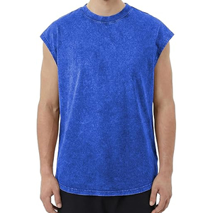 เสื้อกล้ามออกกำลังกายผ้าฝ้ายหนาน้ำหนักมากสำหรับผู้ชาย ไซส์ใหญ่ แฟชั่นสตรีทแวร์ฤดูร้อน ทรงหลวม ขอบเสื้อแบบย้อมสีเอซิด - Product Image 1