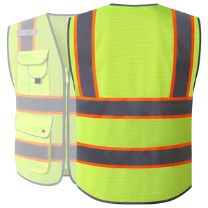 Gilet de sécurité professionnel pour la construction, matériau réfléchissant haute visibilité, fermeture éclair sur le devant, pour les géomètres et les travaux routiers - Product Image 2
