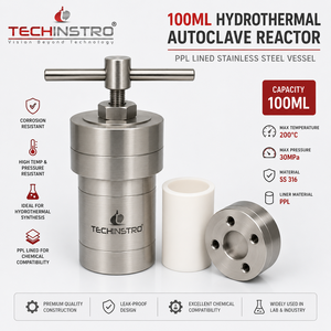 Autoclave hydrothermique en acier inoxydable TECHINSTRO 100 ml avec revêtement PPL, température maximale 280°C, garantie de 2 ans - Product Image 5