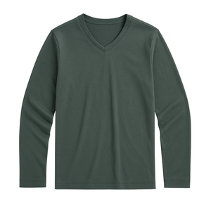 Camiseta de Manga Corta con Cuello en V de Alta Calidad para Hombre, 100% Algodón, Logotipo y Colores Personalizados, Ecológica, Transpirable, 150g, 2026 - Product Image 1