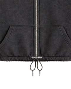 Sweat-shirt court zippé gris clair en polaire pour femme, col polo, poches avant, ourlet à cordon réglable, décontracté, chaud, style streetwear - Product Image 4