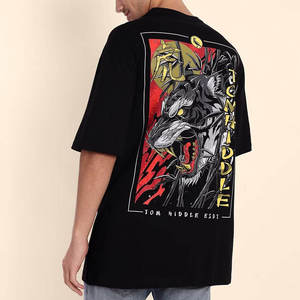 T-shirt en coton surdimensionné personnalisé pour homme, 240 grammes, col rond tricoté, imprimé sérigraphié sur le devant, motif lettres décontracté, manches courtes - Product Image 2