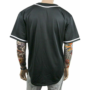 Maillot de baseball en mesh noir avec passepoil blanc contrastant, séchage rapide, performance athlétique, chemise uniforme d'équipe boutonnée - Product Image 4