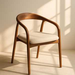 Chaise de salle à manger de luxe en teck massif, rembourrée, écologique, durable, ergonomique, moderne, mobilier en bois pour restaurants et hôtellerie - Product Image 4