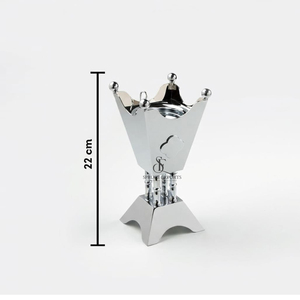 Quemador de incienso de metal de lujo con baño de plata y oro, soporte para incienso Crown Oud para decoración del hogar y Ramadán, incensario árabe premium. - Product Image 4