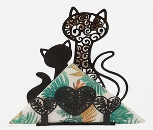 Lindo Porta Servilletas Metálico con Diseño de Gato, Recubrimiento en Polvo Negro, de Pie, para Decoración de Mesa y Uso en la Cocina - Product Image 3