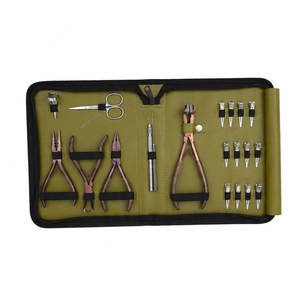 Hair Extension Installation Kit Metal Tools Green <b>Case</b> Professional Pliers Scissors <b>Needles</b> for Micro Link Application Tools Kit - Product Image 3