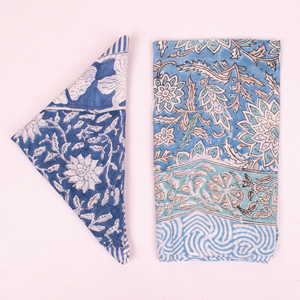 Bandana carré imprimé au bloc de Jaipur, fabriqué éthiquement, accessoire de mode pour la tête et le cou, en tissu teint naturel, tendance estivale - Product Image 3