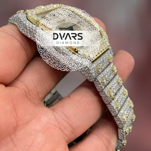Reloj de Lujo para Hombre con Incrustaciones de Moissanita en Dos Tonos, Estilo Hip Hop con Diamantes, Personalizado - Product Image 3