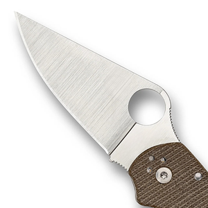 Couteaux pliants durables avec manche texturé en tissu marron, lame en acier inoxydable à bord plat, trou d'ouverture pour le pouce et clip métallique - Product Image 5