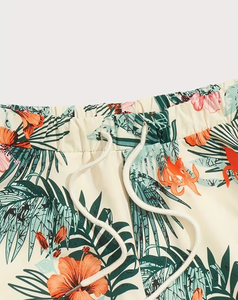 Men's Woven Tropical Print Breathable Casual Drawstring Elastic Waist Shorts for Summer Outings and Beach Vacations - Product Image 4