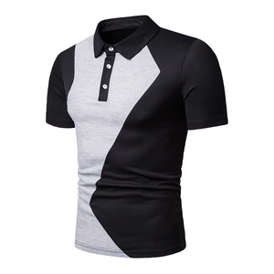 Chemise pour homme en coton 100% tricoté, anti-plis, à manches courtes, motif géométrique, style décontracté chic, gris et noir - Product Image 5