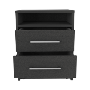 DEPOT E SHOP Comodino Leyva Superior Top nero con due cassetti - Product Image 3