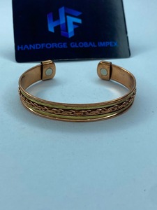 <b>Copper</b> Brass Cuff <b>Bracelet</b> Manufacturer & Supplier-Wholesale Adjustable Gold Plated Vintage Magnet Stone Unisex Wedding - Product Image 6