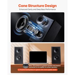 Altoparlanti Stereo Passivi da Scaffale 300W con Woofer da 6,5 Pollici e Tweeter da 1 Pollice, Griglia Rimovibile, 55Hz, Altoparlante da Scaffale 20 Pollici - Product Image 3