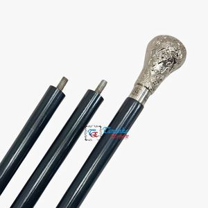 Canne de marche pliable en bois noir de haute qualité, faite à la main, avec poignée en laiton nickelé, design Art Déco, 96 cm de longueur totale, pour personnes âgées - Product Image 3