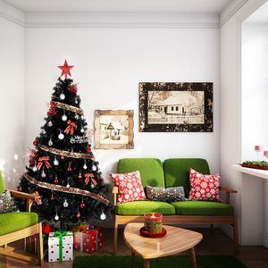 Albero di Natale di Lusso in PVC Preilluminato, 2,4m, 1050 Rami, Nero con Supporto in Metallo, Stile Premium per Decorazioni Festive - Product Image 5
