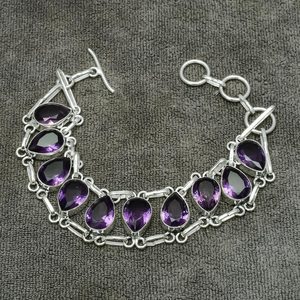 <b>Amethyst</b> Gemstone <b>Bracelet</b> Handmade 925 Sterling Silver Jewelry Natural Purple Stone Womens <b>Bracelet</b> Gift - Product Image 4