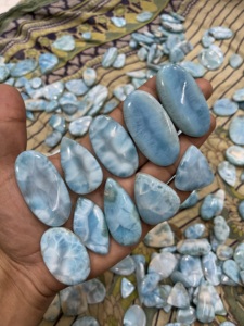 Lot de cabochons en larimar naturel, pierres précieuses bleues pour la fabrication de bijoux - Product Image 1