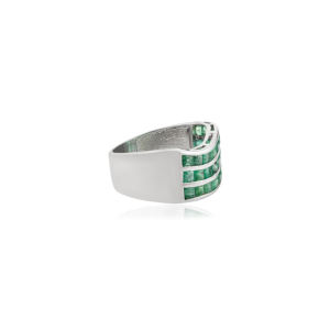 Dainty Wavy <b>Emerald</b> Thumb <b>Ring</b> Natural <b>Emerald</b> Gemstone 925 <b>Silver</b> Stackable Band May Birthstone Anniversary Gift for Her - Product Image 5