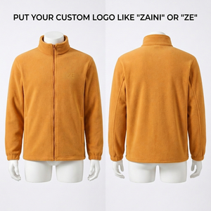 Men Polar Fleece <b>Jacket</b> 320 GSM Premium Anti Pill Fleece Mustard Full Zip Winter <b>Jacket</b> Custom Embroidery Logo OEM ODM - Product Image 1